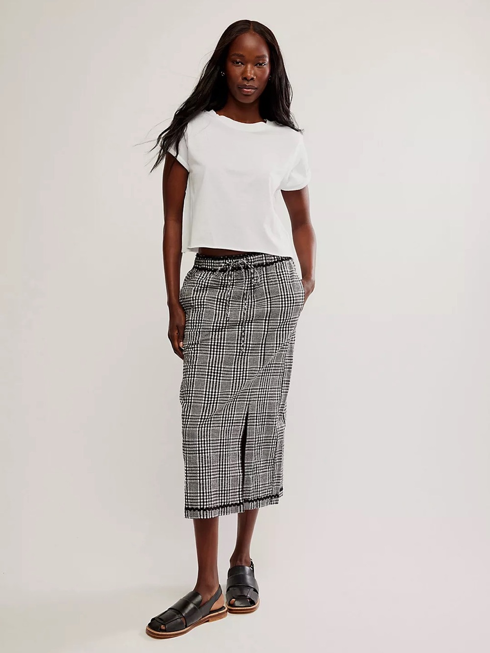 NWT Free People Penelope Gingham Midi Skirt